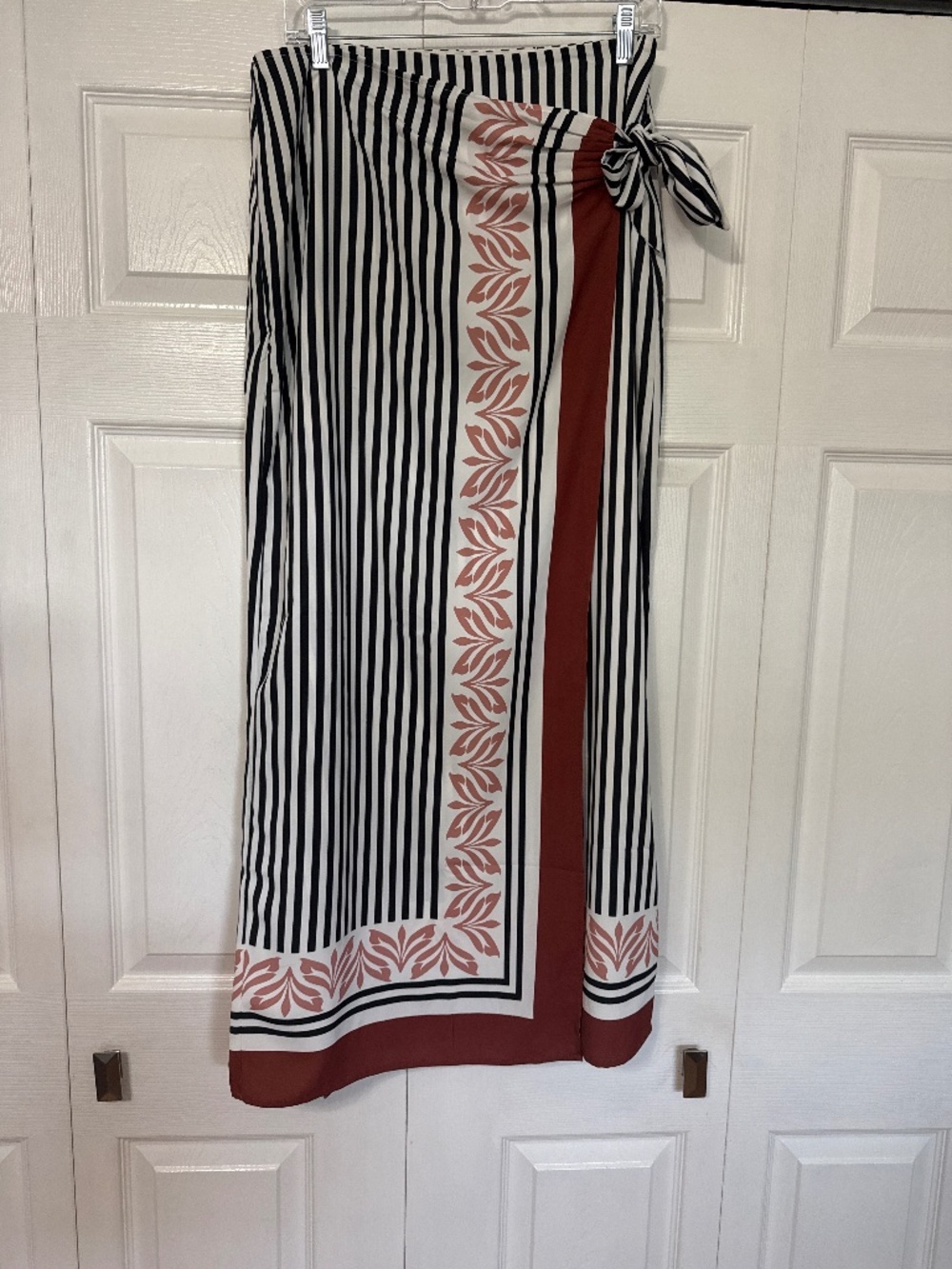 Striped wrap maxi skirt